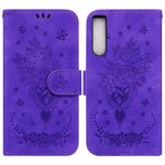 Per Sony Xperia 10 IV 2023 Custodia in pelle goffrata farfalla rosa (viola)