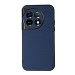 Per OnePlus Ace 2 / 11R Custodia per telefono in PU con trama in fibra di carbonio con foro accurato (blu)