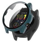 Per Garmin Forerunner 265 PC + custodia protettiva per orologio integrata con pellicola in vetro temperato (verde pino)