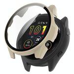 Per Garmin Forerunner 265S PC + custodia protettiva per orologio integrata con pellicola in vetro temperato (bianco avorio)