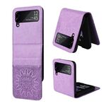 Per Samsung Galaxy Z Flip3 5G Custodia per telefono in pelle di girasole goffrata (viola)