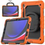 Custodia per tablet PC ibrida in silicone tipo D per Samsung Galaxy S9 con supporto per maniglia (arancione)