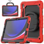 Custodia per tablet PC ibrida in silicone tipo D per Samsung Galaxy S9 con supporto per maniglia (rosso)