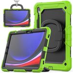 Per Samsung Galaxy S9 Custodia per tablet PC ibrida in silicone tipo D con supporto per maniglia (giallo verde)