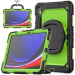 Per Samsung Galaxy S9 Custodia per tablet PC ibrida in silicone tipo D con supporto per maniglia (PC giallo verde)