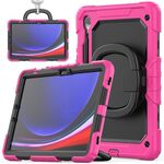 Custodia per tablet PC ibrida in silicone tipo D per Samsung Galaxy S9 con supporto per maniglia (rosa rosso)