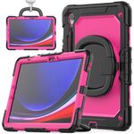 Per Samsung Galaxy S9 Custodia per tablet PC ibrida in silicone tipo D con supporto per maniglia (PC rosa rosso)