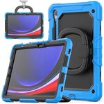 Per Samsung Galaxy S9 Custodia per tablet PC ibrida in silicone tipo D con supporto per maniglia (azzurro)