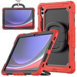 Custodia per tablet PC ibrida in silicone tipo D per Samsung Galaxy S9+ con supporto per maniglia (rosso)