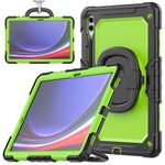 Per Samsung Galaxy S9+ Custodia per tablet PC ibrida in silicone tipo D con supporto per maniglia (PC giallo verde)