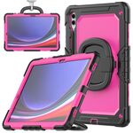 Per Samsung Galaxy S9+ Custodia per tablet PC ibrida in silicone tipo D con supporto per maniglia (PC rosa rosso)