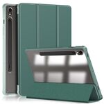 Per Samsung Galaxy Tab S9 Custodia per tablet in pelle intelligente 3 pieghevoli in acrilico (verde scuro)