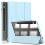 Per Samsung Galaxy Tab S9 Custodia per tablet in pelle intelligente 3 pieghevoli in acrilico (blu cielo)
