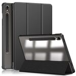 Per Samsung Galaxy Tab S9 Custodia per tablet in pelle intelligente 3 pieghevoli in acrilico (nera)