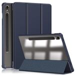 Per Samsung Galaxy Tab S9 Custodia per tablet in pelle intelligente 3 pieghevoli in acrilico (blu scuro)