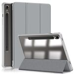 Per Samsung Galaxy Tab S9 Custodia per tablet in pelle intelligente 3 pieghevoli in acrilico (grigio)