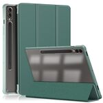 Per Samsung Galaxy Tab S9+ Custodia per tablet in pelle intelligente 3 pieghevoli in acrilico (verde scuro)