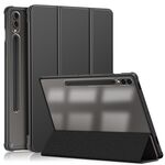 Per Samsung Galaxy Tab S9+ Custodia per tablet in pelle intelligente 3 pieghevoli in acrilico (nera)