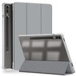 Per Samsung Galaxy Tab S9+ Custodia per tablet in pelle intelligente 3 pieghevoli in acrilico (grigio)