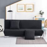 Copridivano letto elasticizzato senza braccioli Copridivano letto pieghevole all-inclusive, misura: L per divano 160-190 cm (nero)