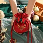 Borsa regalo di Natale Borsa per caramelle in velluto della vigilia di Natale, colore: rosso vino stile 2