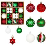 44 pezzi/set 3-6 cm palla di Natale dipinta con ciondolo ornamenti elettrolitici, colore: rosso verde bianco