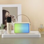 Altoparlante Bluetooth portatile con effetto di illuminazione RGB Mini audio karaoke per la casa, Stile: microfono singolo + altoparlante (Beige)
