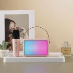 Altoparlante Bluetooth portatile con effetto di illuminazione RGB Mini audio karaoke per la casa, Stile: microfono singolo + altoparlante (rosa)
