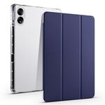 Per Honor MagicPad Custodia per tablet in pelle Smart TPU trasparente da 13 pollici 3 pieghevoli (blu scuro)