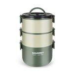 Contenitore per il pranzo in plastica per studenti con ciotola isolata in acciaio inossidabile 304 a tre strati da 2200 ml (verde)