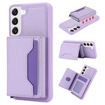 Per Samsung Galaxy S22+ Custodia per telefono in pelle con borsa per carte staccabile antifurto RFID (viola)