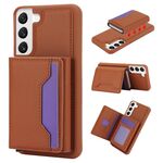 Per Samsung Galaxy S22+ Custodia per telefono in pelle con borsa per carte staccabile antifurto RFID (marrone)