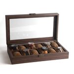 Scatola per esposizione di orologi in pelle con venature del legno, custodia per orologi, stile: lunghezza 12 cifre