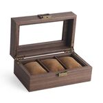 Scatola per esposizione di orologi in pelle con venature del legno, custodia per orologi, stile: lunga 3 cifre