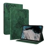 Custodia per tablet in pelle goffrata con fiori di farfalla per Nokia T20 (verde)