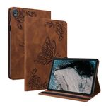 Custodia per tablet in pelle goffrata con fiori di farfalla per Nokia T20 (marrone)