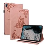 Custodia per tablet in pelle goffrata fiore farfalla per Nokia T20 (oro rosa)