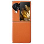 Per OPPO Find N3 Flip Morandi Custodia per telefono con texture in pelle tinta unita (arancione)