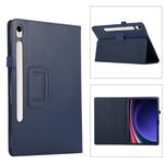 Custodia per tablet in pelle con texture ultra litchi per Samsung Galaxy Tab S9 con supporto (blu scuro)
