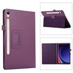 Custodia per tablet in pelle con texture ultra litchi per Samsung Galaxy Tab S9 con supporto (viola)