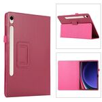 Custodia per tablet in pelle con texture ultra litchi per Samsung Galaxy Tab S9 con supporto (rosa rosso)