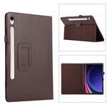 Custodia per tablet in pelle con texture ultra litchi per Samsung Galaxy Tab S9 con supporto (marrone)