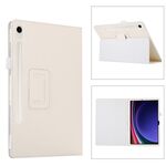 Custodia per tablet in pelle con texture ultra litchi per Samsung Galaxy Tab S9 con supporto (bianco)