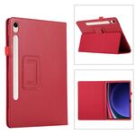 Custodia per tablet in pelle con texture ultra litchi per Samsung Galaxy Tab S9 con supporto (rosso)