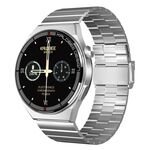 HDT MAX 1,60 pollici quadrante argento cinturino in acciaio di bambù IP68 orologio intelligente impermeabile supporto chiamata Bluetooth (argento)