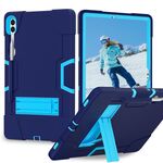 Custodia per tablet PC in silicone a colori a contrasto per Samsung Galaxy Tab S9+ con supporto (blu navy + blu)