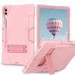 Custodia per tablet PC in silicone con colori a contrasto per Samsung Galaxy Tab S9+ con supporto (oro rosa)