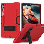 Per Samsung Galaxy Tab S9+ Custodia per tablet in silicone a colori a contrasto con supporto (rosso + nero)