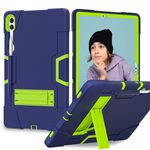 Custodia per tablet PC in silicone a colori a contrasto per Samsung Galaxy Tab S9+ con supporto (blu navy + verde)