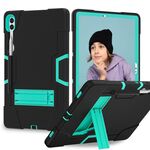Per Samsung Galaxy Tab S9+ Custodia per tablet in silicone a colori a contrasto con supporto (nero + verde menta)